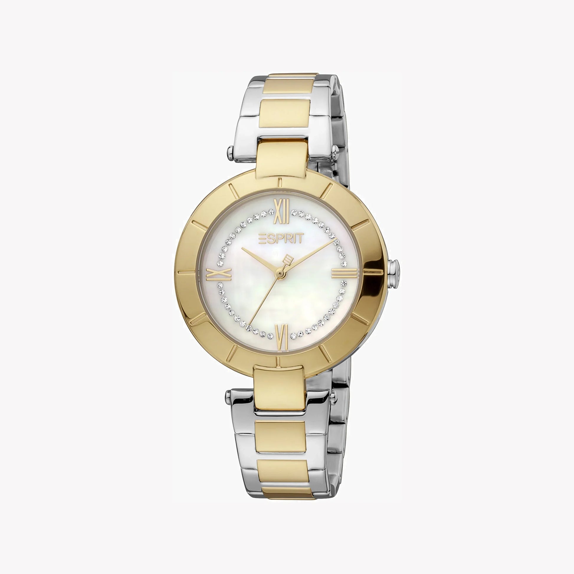 Esprit Women's Silver & Gold Stainless Steel Watch, White Dial | ES1L123M0045-0