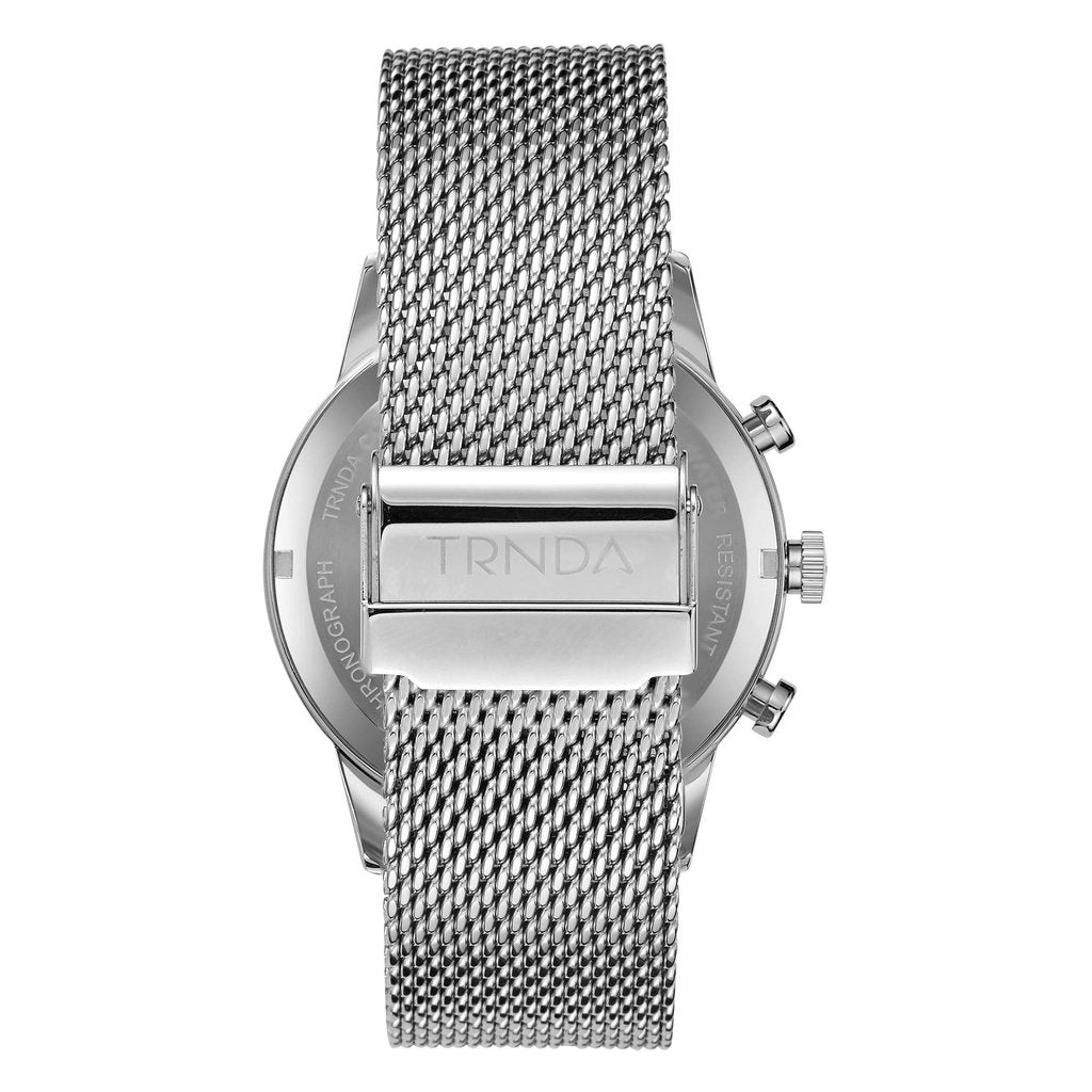 TRNDA Men's Stainless Steel Watch, Silver Mesh Band | TRN-001-4