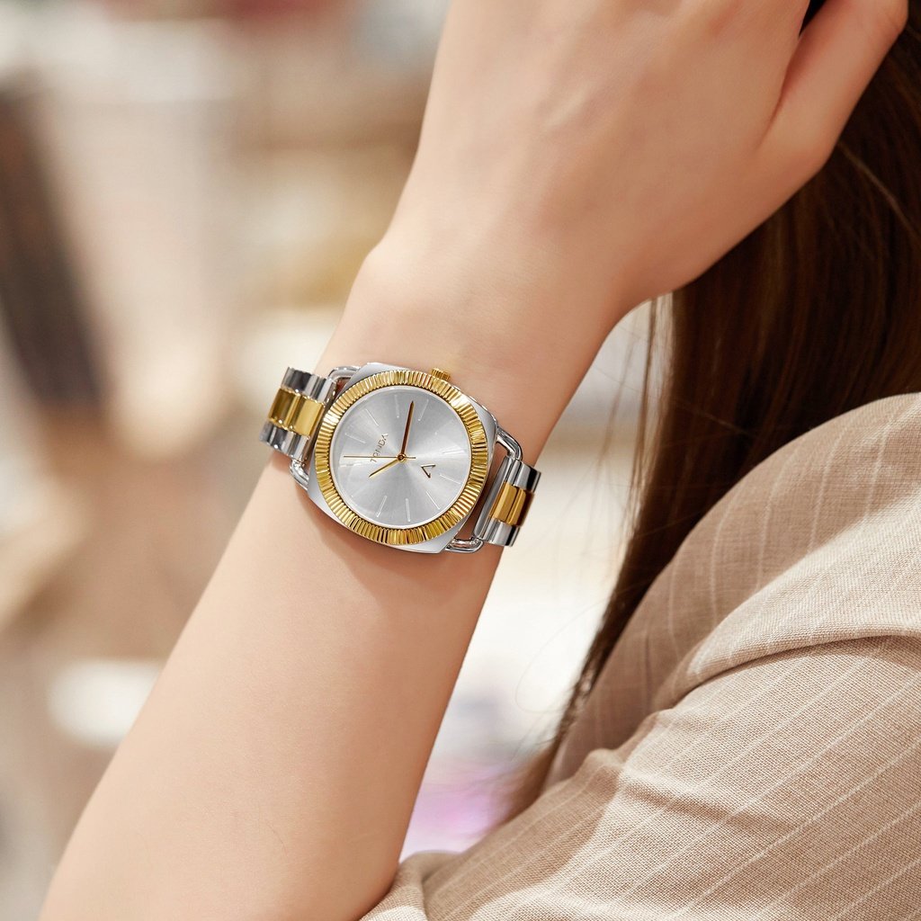 TRNDA Women's Stainless Steel Watch, Silver-Gold Band | TRN-35.8MM-1