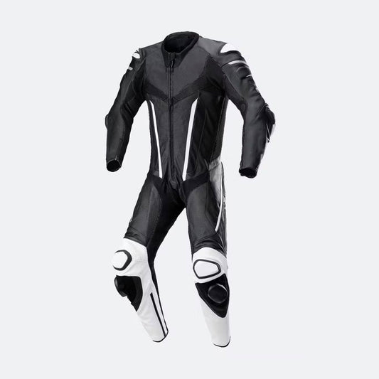 StealthPro Black & White Leather Biker Suit-0