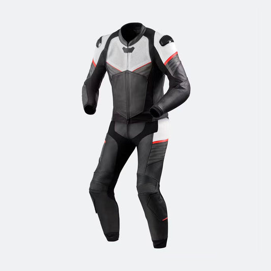 FlashStrike Black & White Leather Biker Suit-0