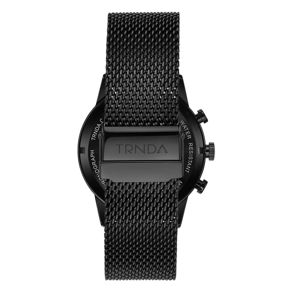 TRNDA Men's Black Stainless Steel Watch, Cedar Brown Dial | TRN-43-BK-4