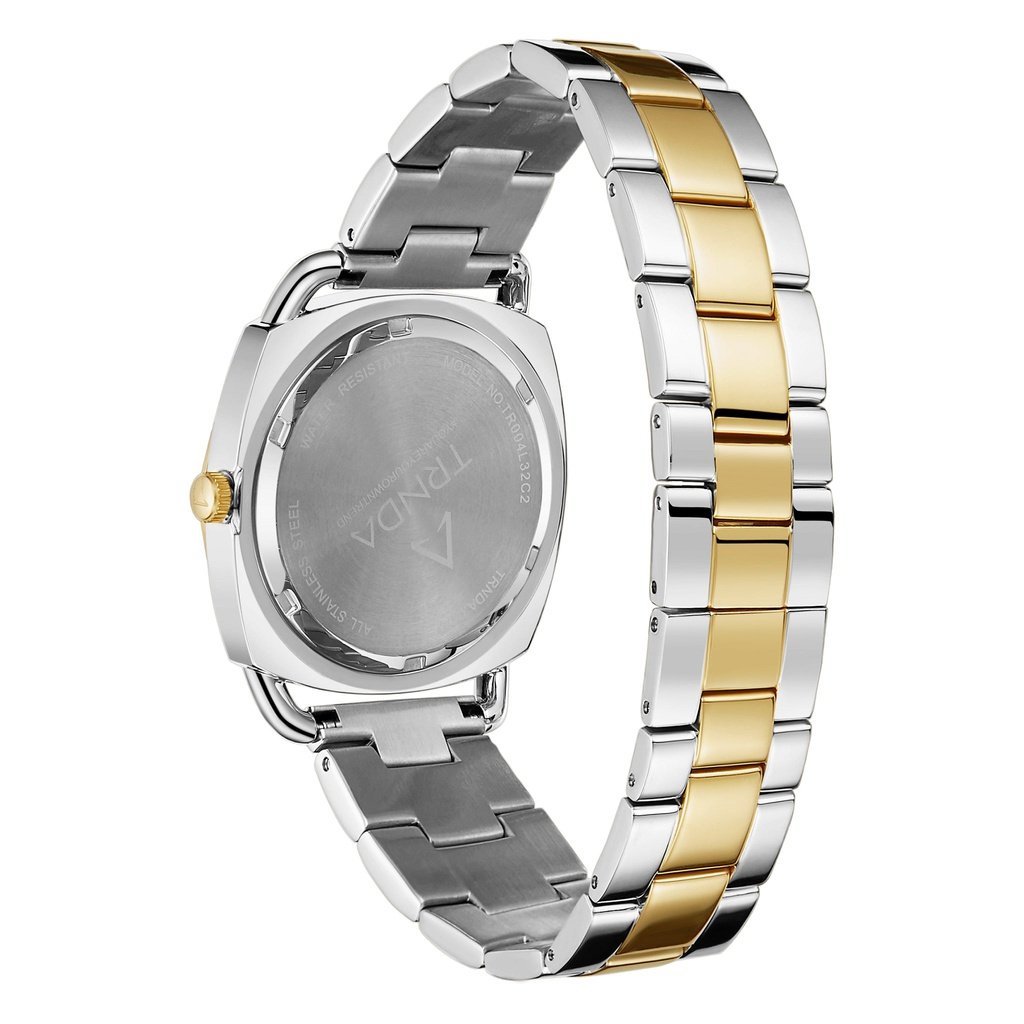 TRNDA Women's Stainless Steel Watch, Silver-Gold Band | TRN-35.8MM-3
