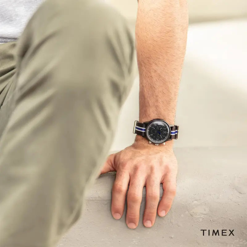 Timex Men's Black Fabric Watch, Stainless Steel Case | TW2T29700-3