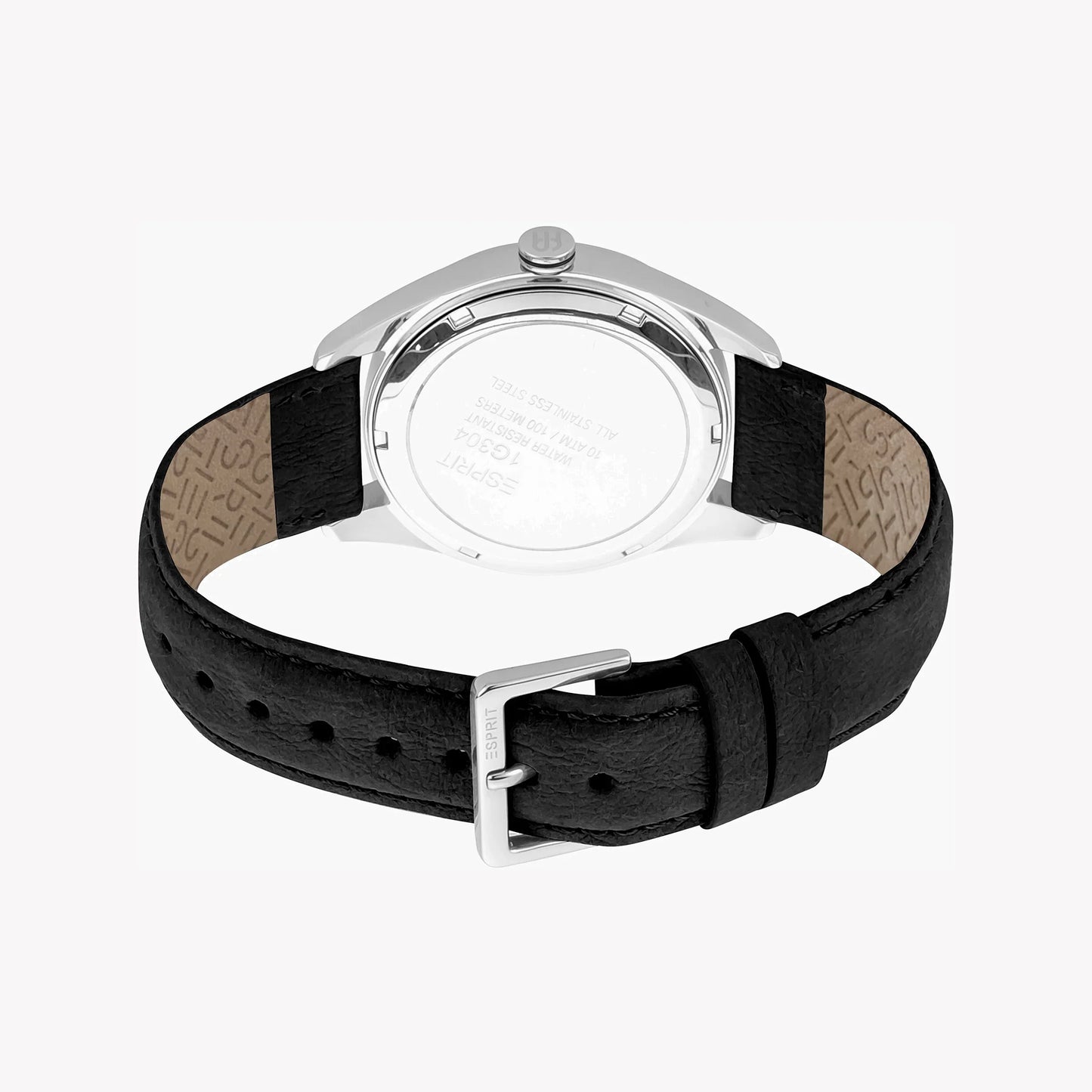 Esprit Men's Black Faux Leather Watch, Stainless Steel | ES1G202M0015-2