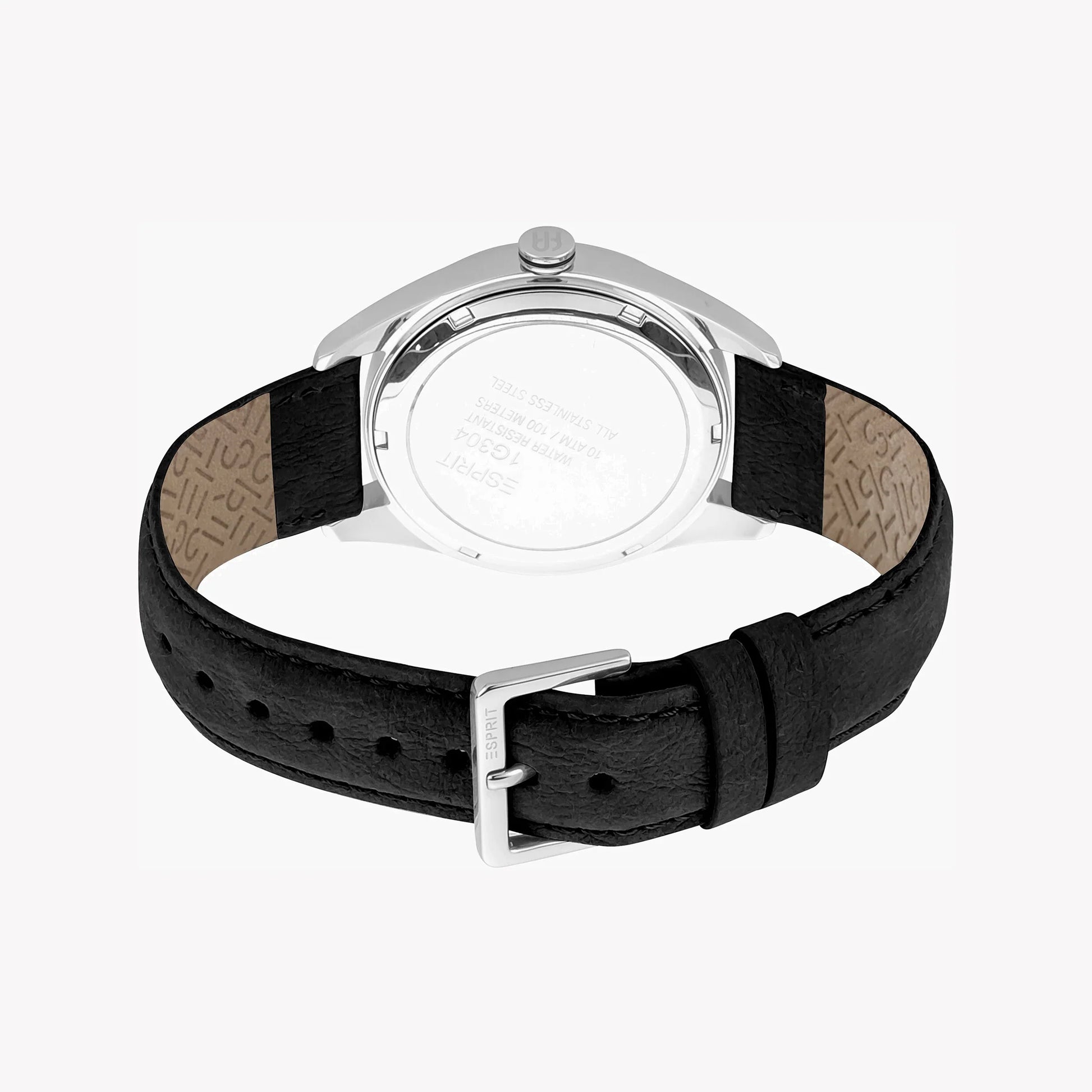 Esprit Men's Black Faux Leather Watch, Stainless Steel | ES1G202M0015-2