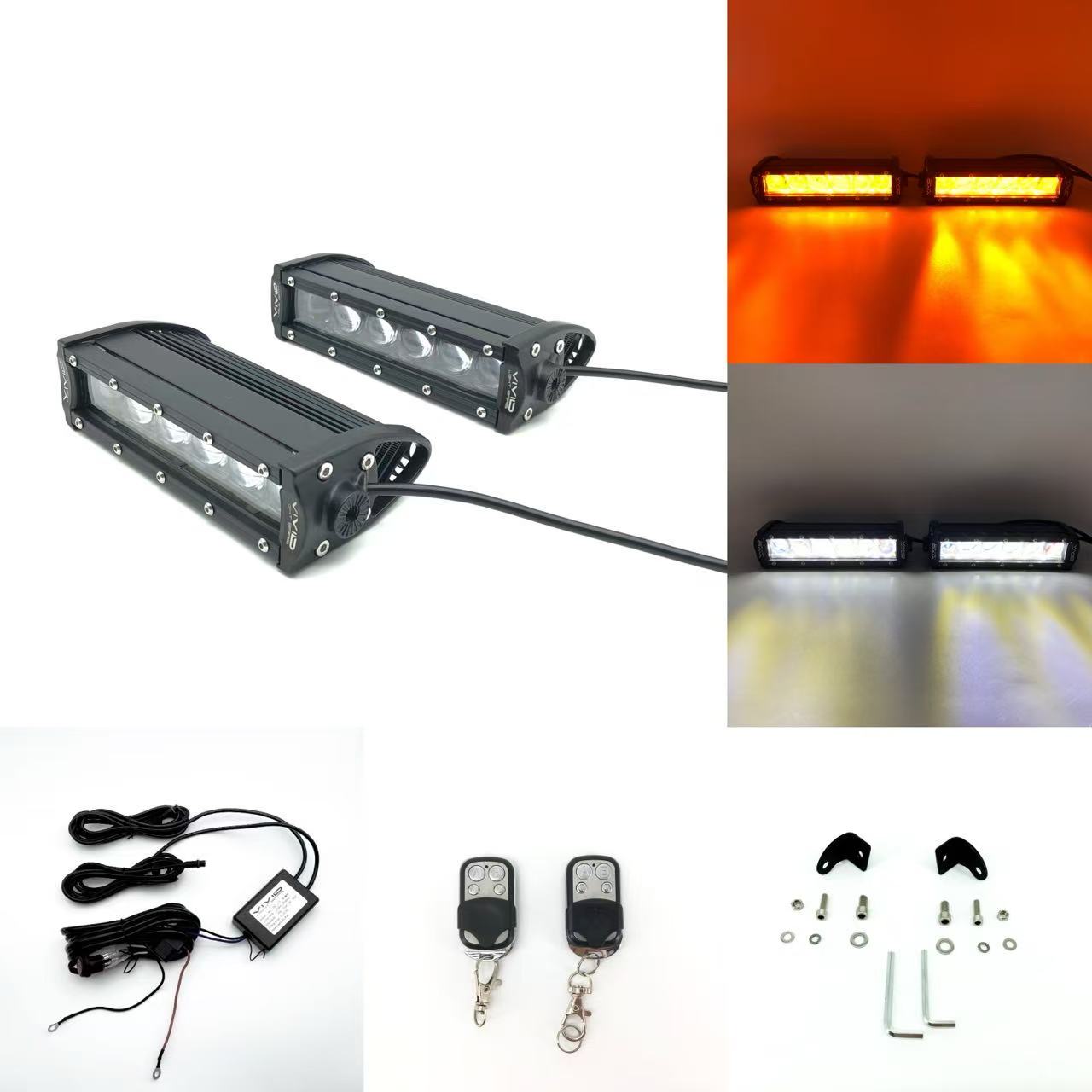 Upgrade 4 Pack 7.3" 4D Single Row Color Changing Alternate Flash LED Light Bar